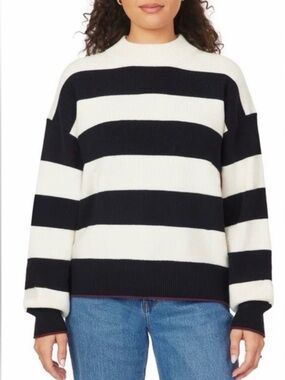 Scotch & Soda Black Striped Mock Neck Sweater